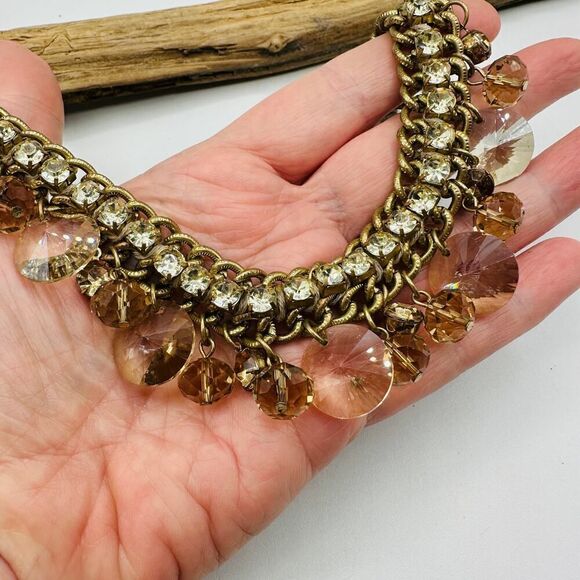 Ann Taylor Loft Charmed Crystal Gold Rhinestone Necklace - Picture 5 of 7